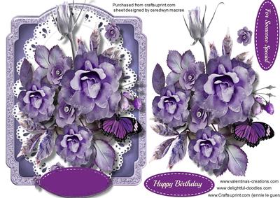 Beautiful Purple Heaven Flowers on Lace 