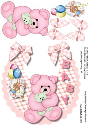 Lovely Baby Girl Bib and Pink Bear 