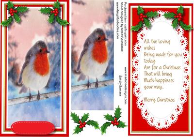 Lovely D.l with Verse , Robin on a Branch 