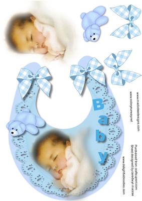 Beauti9ful Baby Boy on a Lace Bib 