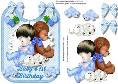 Baby Boys 1st Birthday on a Bib