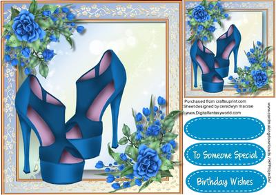 Beautiful Blue Shoes and Roses .