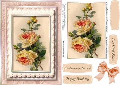 Brautiful Roses in a Buff Scalloped Frame 