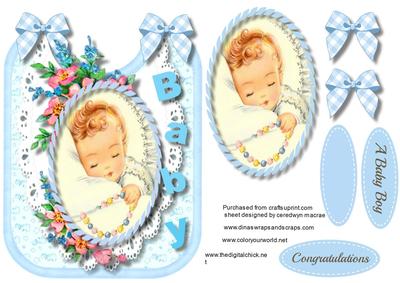 Beautiful Baby Boy on a Square Bib 