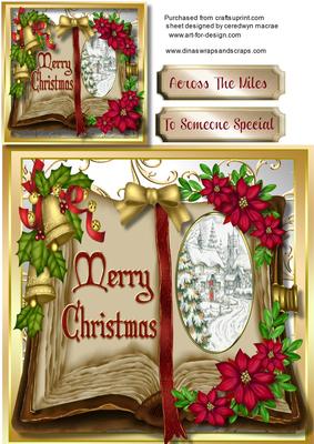 Beautiful Christmas Book with Red Poinsettia's
