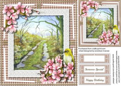 Beautiful Yellow Finch and Cherry Blossom