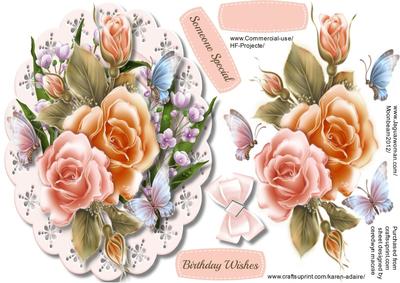 Beautiful Rosy Glo Roses with Butterfly's
