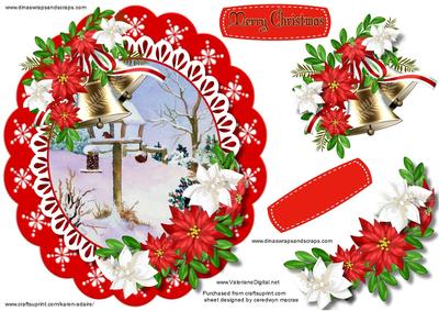 Beautiful Christmas Scene and Poinsettias