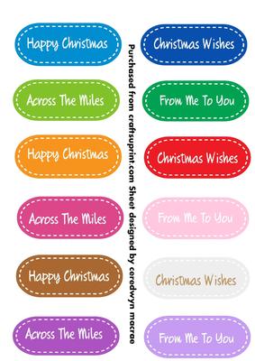 12 Lovely Pill Shaped Stitched Christmas Greetings 