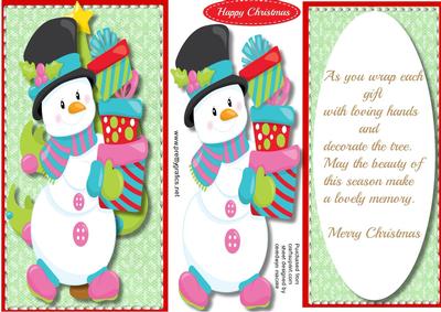 Lovely D.l ,with Verse Snowman Bearing Gifts 