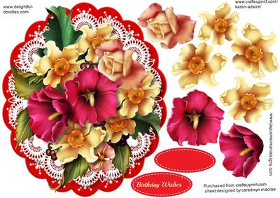 Beautiful Summer Blooms on Lace 