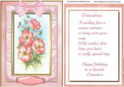 Grandma Birthday Topper and Verse 