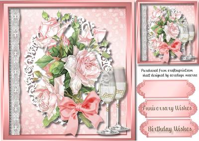 Beautiful Pink French Roses on a Lace Mat 
