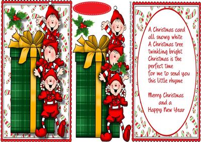 Lovely D.l with Verse , the Elves at Christmas 