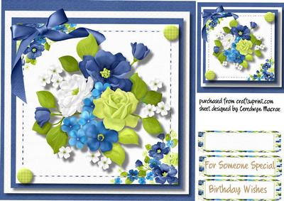 Beautiful Spring Roses in a Stitched Frame 