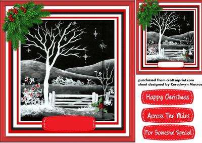 Beautiful Christmas Scene in Monocrome and Red 