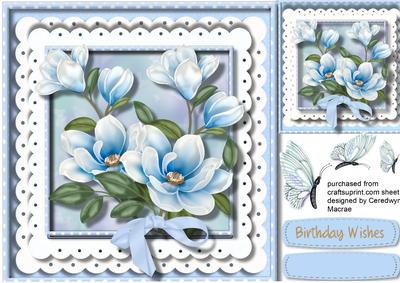 Beautiful Blue Magnolias on Double Lace 