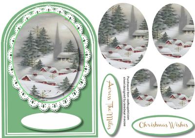 Lovely Shaped Card in Pyramid with Christmas Scene , 1
