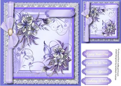 Lovely Lilacf Flowers in a Lace Frame 