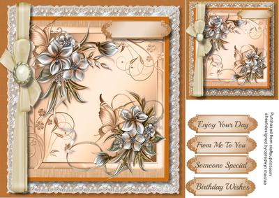 Lovely Bronze Flowers on a Lace Farme 
