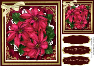 Stunning Poinsettias in a Gold Frame 