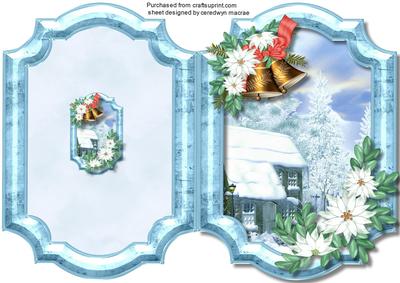 Print, Cut, and Fold , Scene with Bells and Poinsettias 