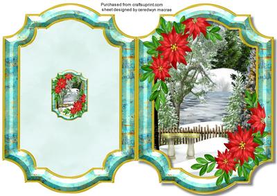 Print, Cut, and Fold, Scene with Red Poinsettias, 