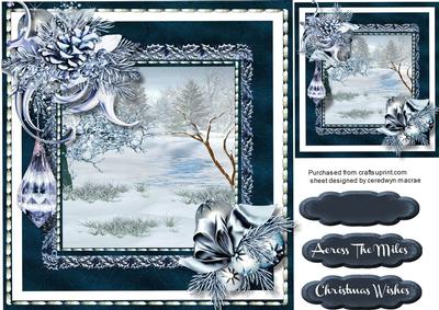 Beautiful Christmas Scene in a Stitched Frame 