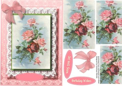 Lovely Pyramid Pink Roses on Butterfly Lace 