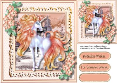 Beautiful Peach Fantasy Unicorn 