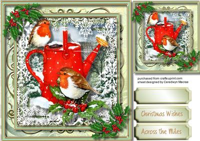 Beautiful Robins on a Watering Can 