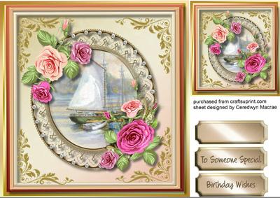 Lovely Roses in a Lace and Pearl Frame 