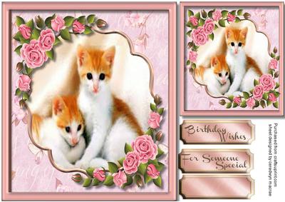 Beautiful Kitties in a Rose Frame 