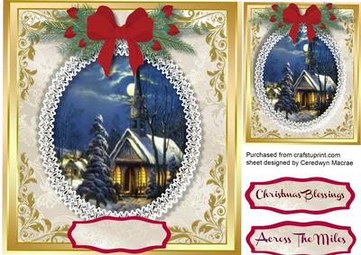 Beautiful Christmas Scene in a Round Lace Framre 