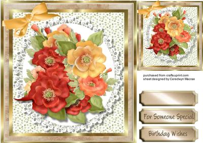 Beautiful Mixed Poppies on Lace