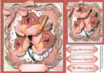 Lovely Pink Roses on a Scroll Mat 