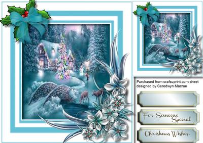 Lovely Aqua Christmas Scene 