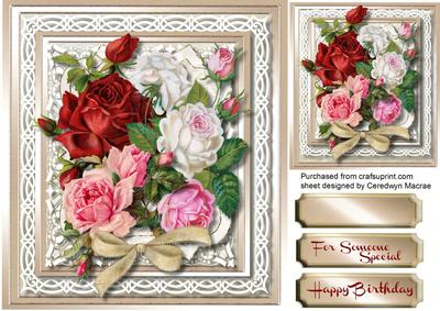 Beautiful Mixed Roses on Celtic Lace 