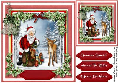 Santa and Deer with Christmas Goodies