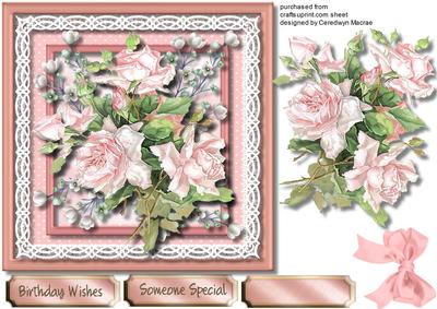 Beautiful French Roses on Celtic Lace , 2