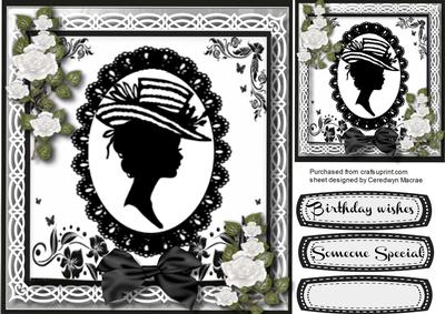 Beautiful Silhouette Lady with White Roses 