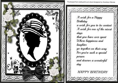 Lovely Silhouette Lady Topper with Verse