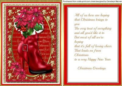 Lovely Red Boot with Christmas Verse 