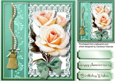 Beautiful Cream Roses on Butterfly Lace 