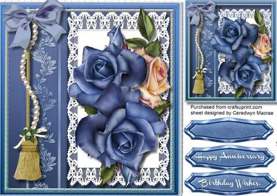 Beautidul Blue Roses on Butterfly Lace 