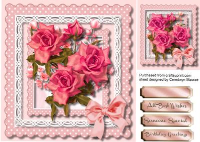 Scalloped Frame with Roses and Lace