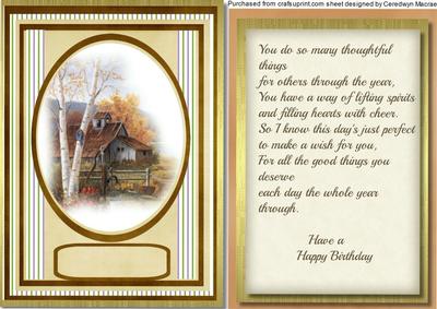 Lovely Country Scene Topper with Verse 