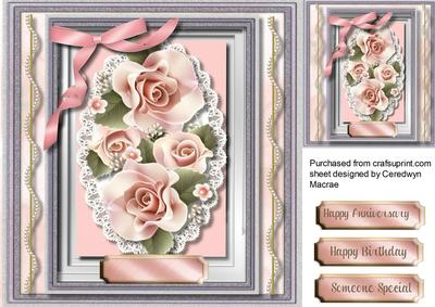 Cream Roses in a Silver Frame 