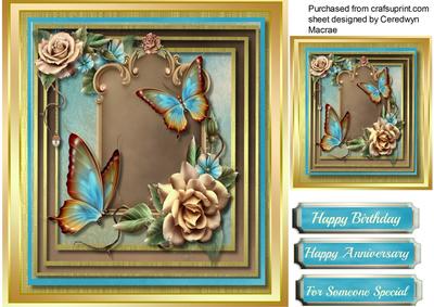 Beautiful Cream Roses and Aqua Butterfly's 