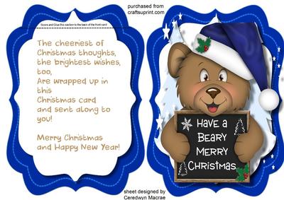 Have a Beary Merry Christmas, ( Blue )